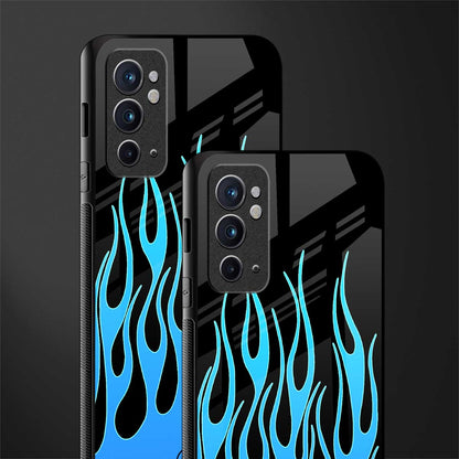 y2k blue flames glass case for oneplus 9rt image-2