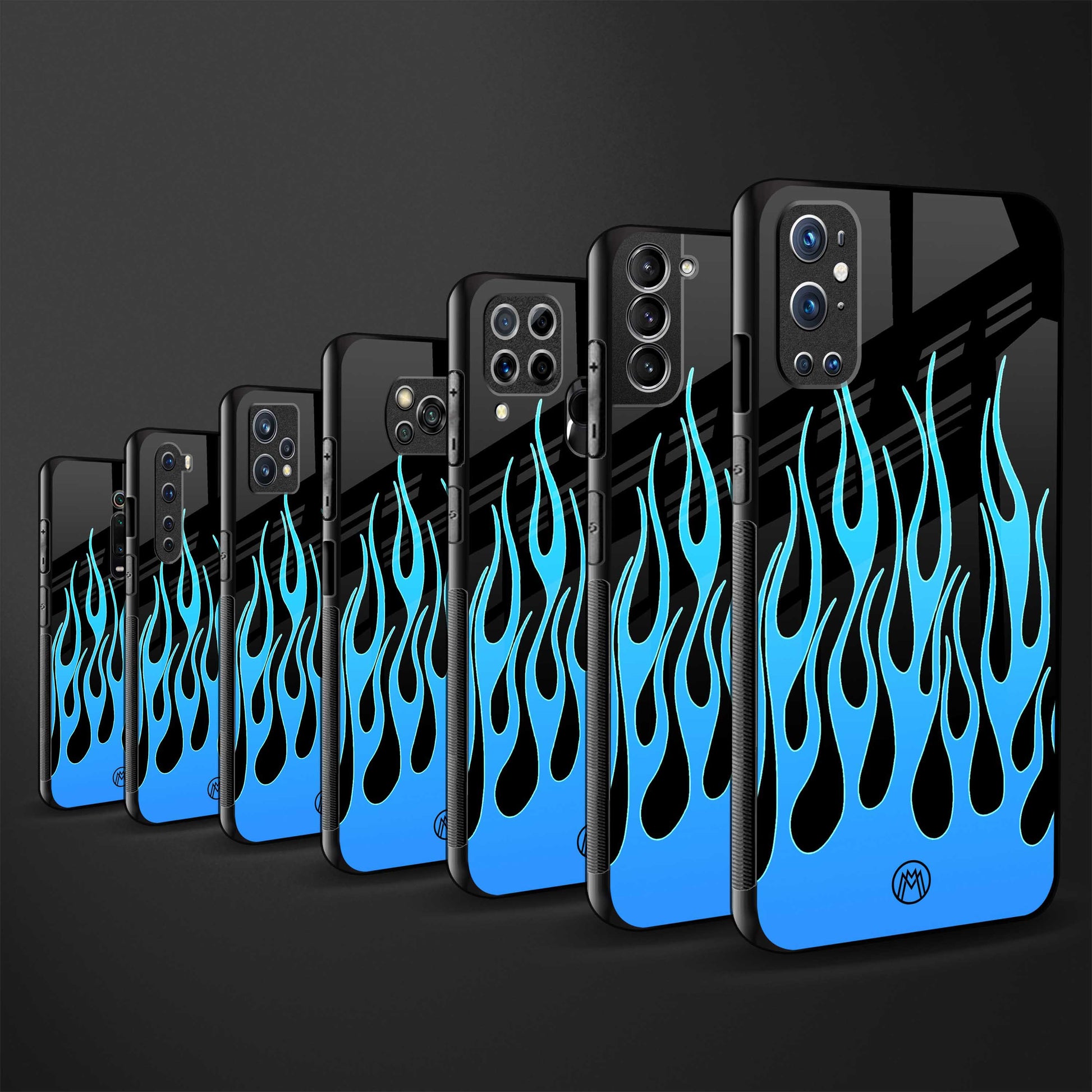 y2k blue flames back phone cover | glass case for iQOO 9 Pro