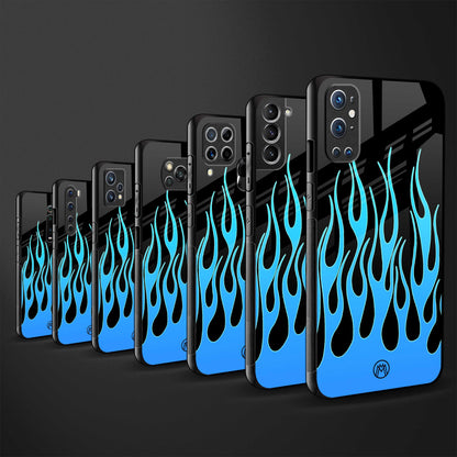 y2k blue flames back phone cover | glass case for google pixel 7 pro