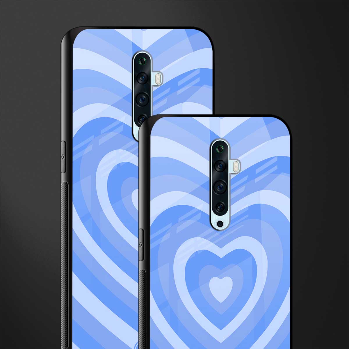 y2k blue hearts aesthetic glass case for oppo reno 2z image-2
