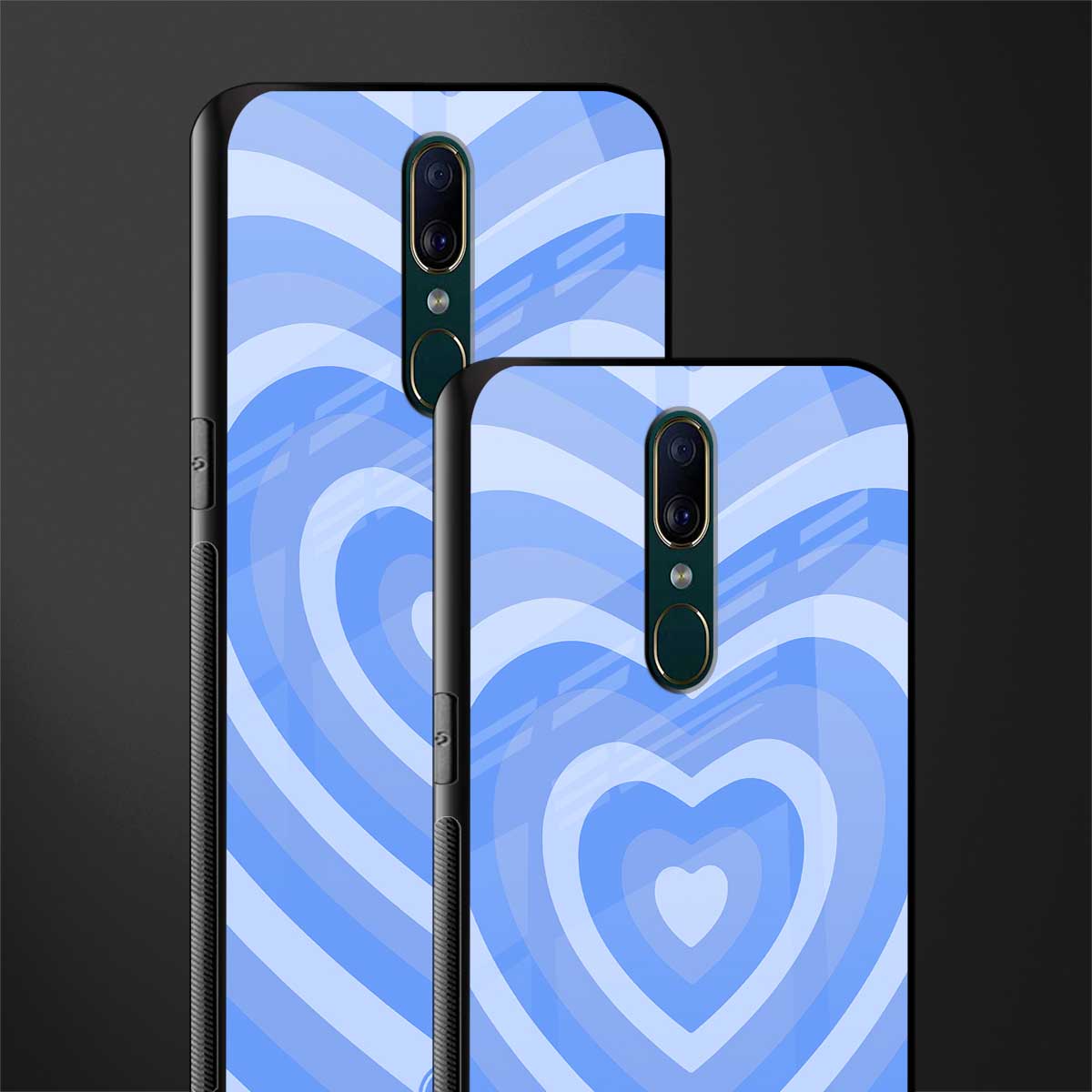 y2k blue hearts aesthetic glass case for oppo a9 image-2