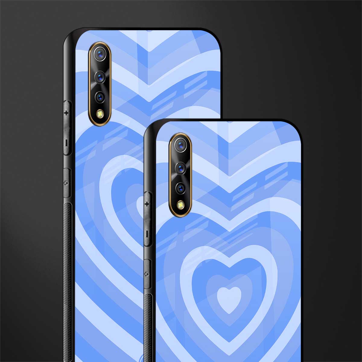 y2k blue hearts aesthetic glass case for vivo z1x image-2