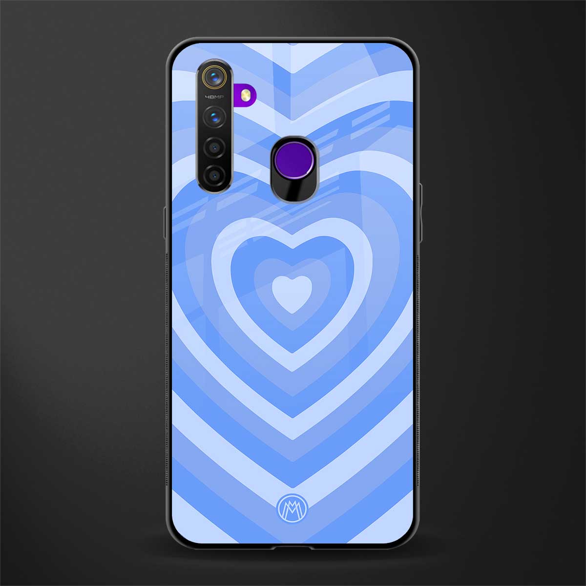 y2k blue hearts aesthetic glass case for realme 5 image