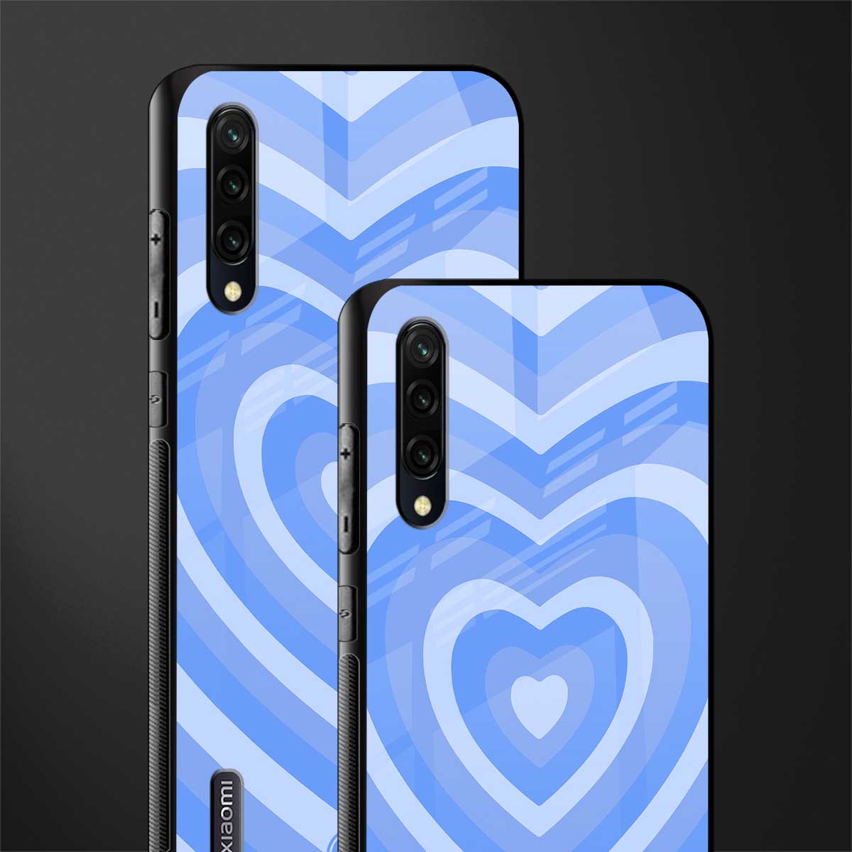 y2k blue hearts aesthetic glass case for mi a3 redmi a3 image-2