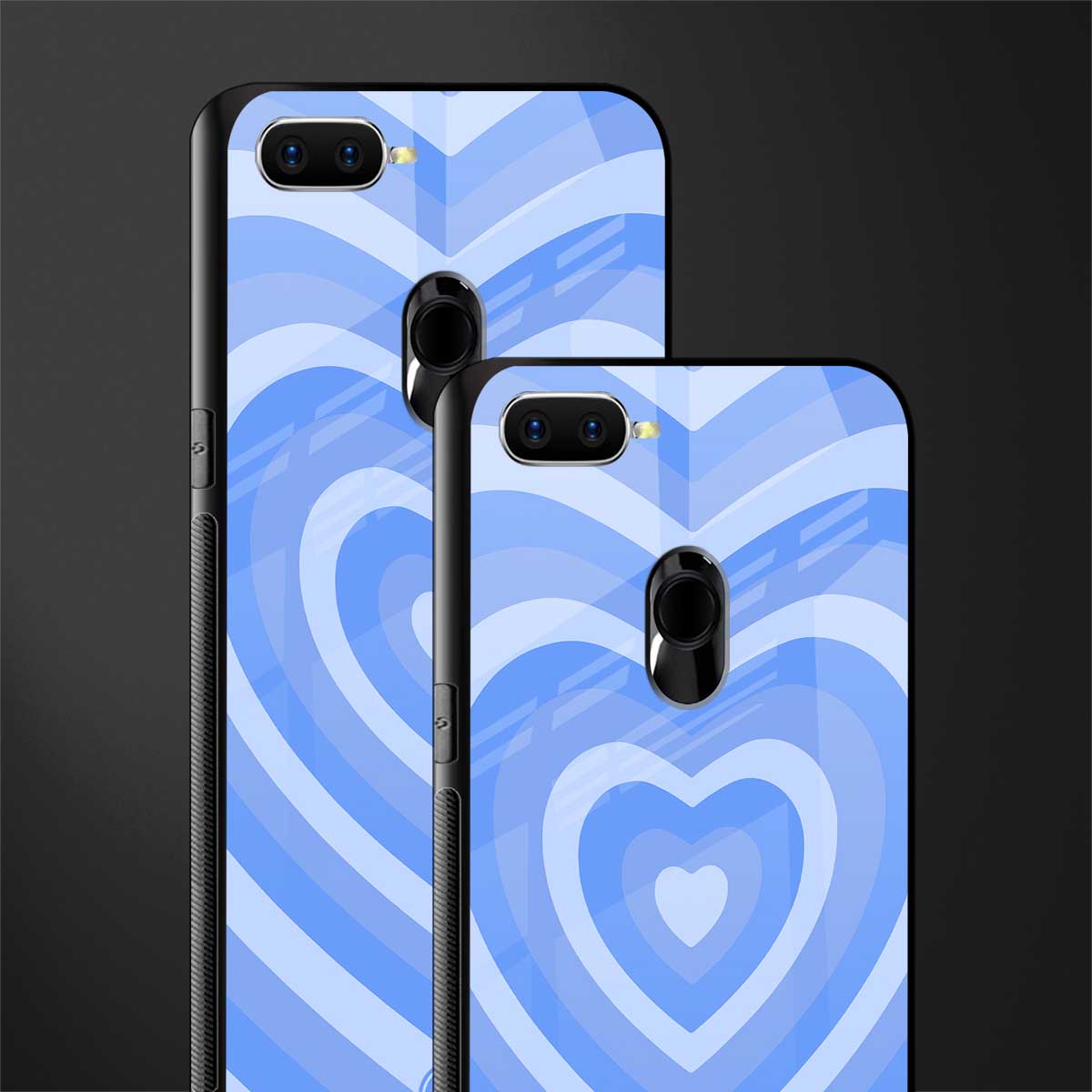 y2k blue hearts aesthetic glass case for oppo a7 image-2