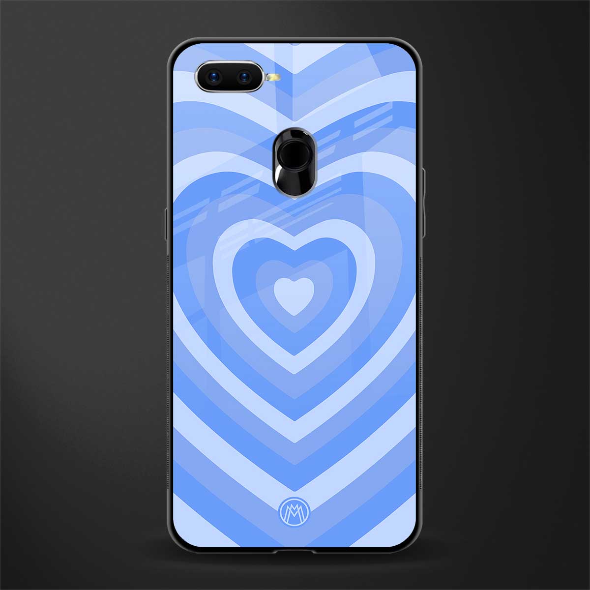 y2k blue hearts aesthetic glass case for oppo a7 image