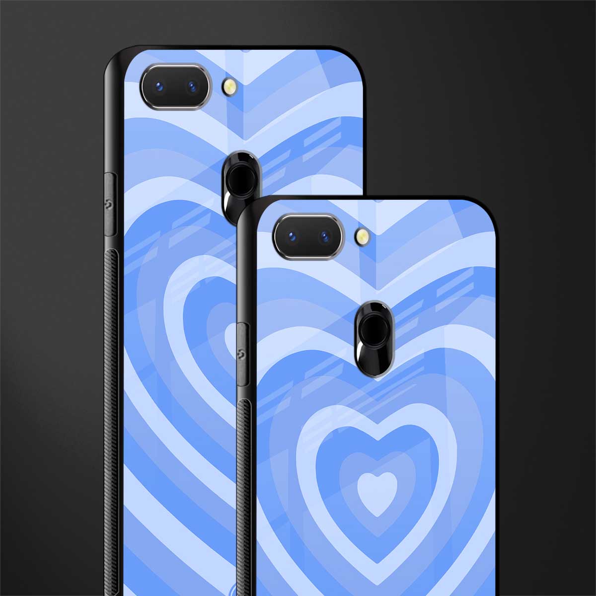 y2k blue hearts aesthetic glass case for oppo a5 image-2