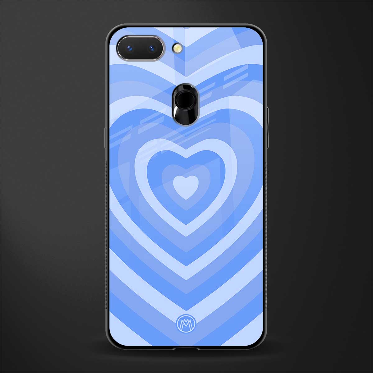 y2k blue hearts aesthetic glass case for oppo a5 image