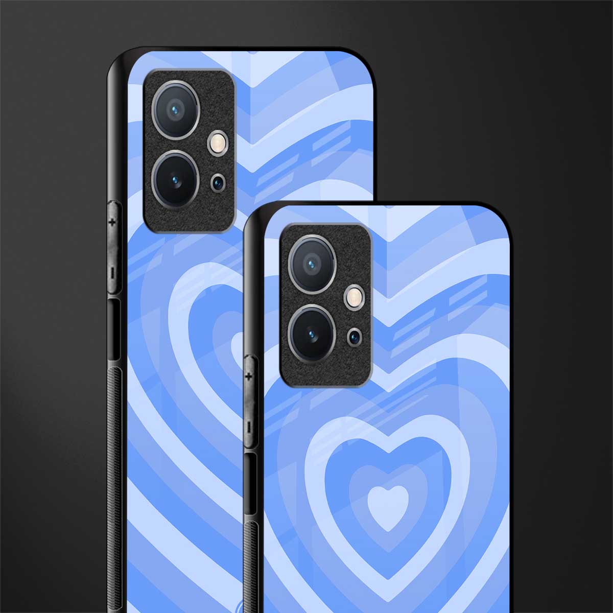 y2k blue hearts aesthetic glass case for vivo y75 5g image-2