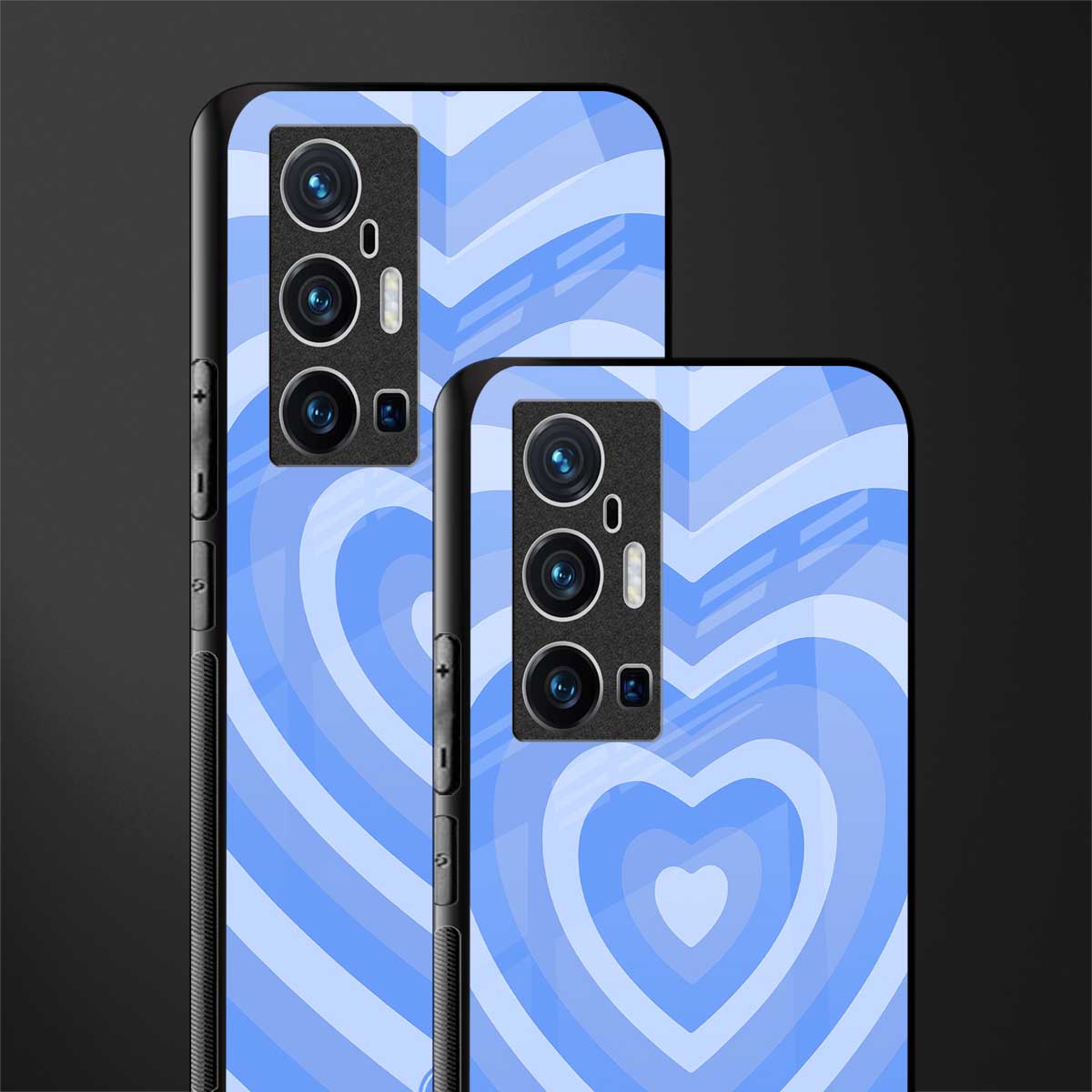 y2k blue hearts aesthetic glass case for vivo x70 pro plus image-2