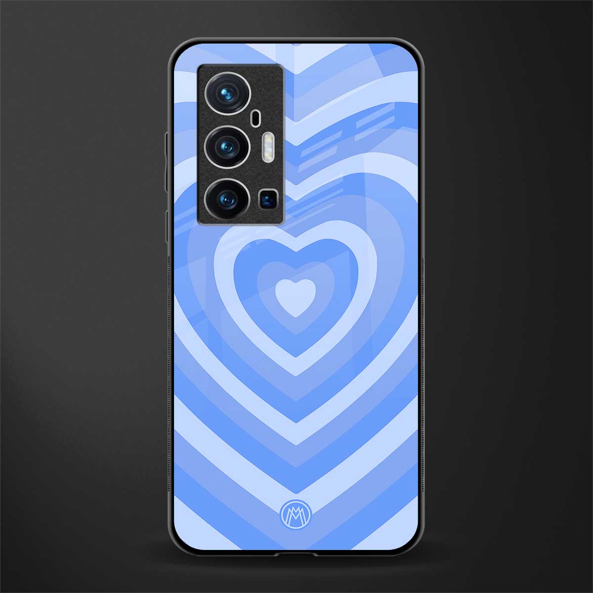 y2k blue hearts aesthetic glass case for vivo x70 pro plus image