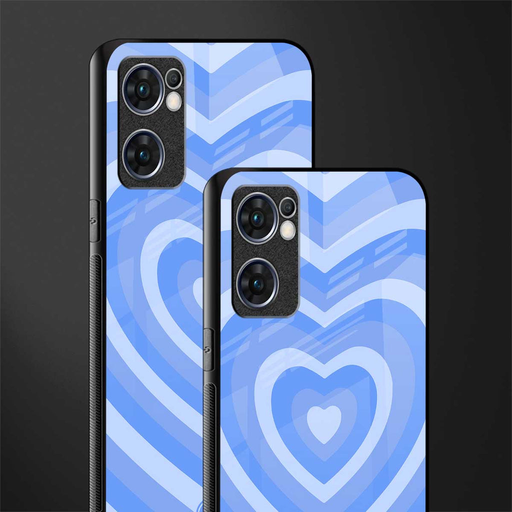 y2k blue hearts aesthetic glass case for oppo reno7 5g image-2