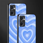 y2k blue hearts aesthetic glass case for oppo reno7 5g image-2
