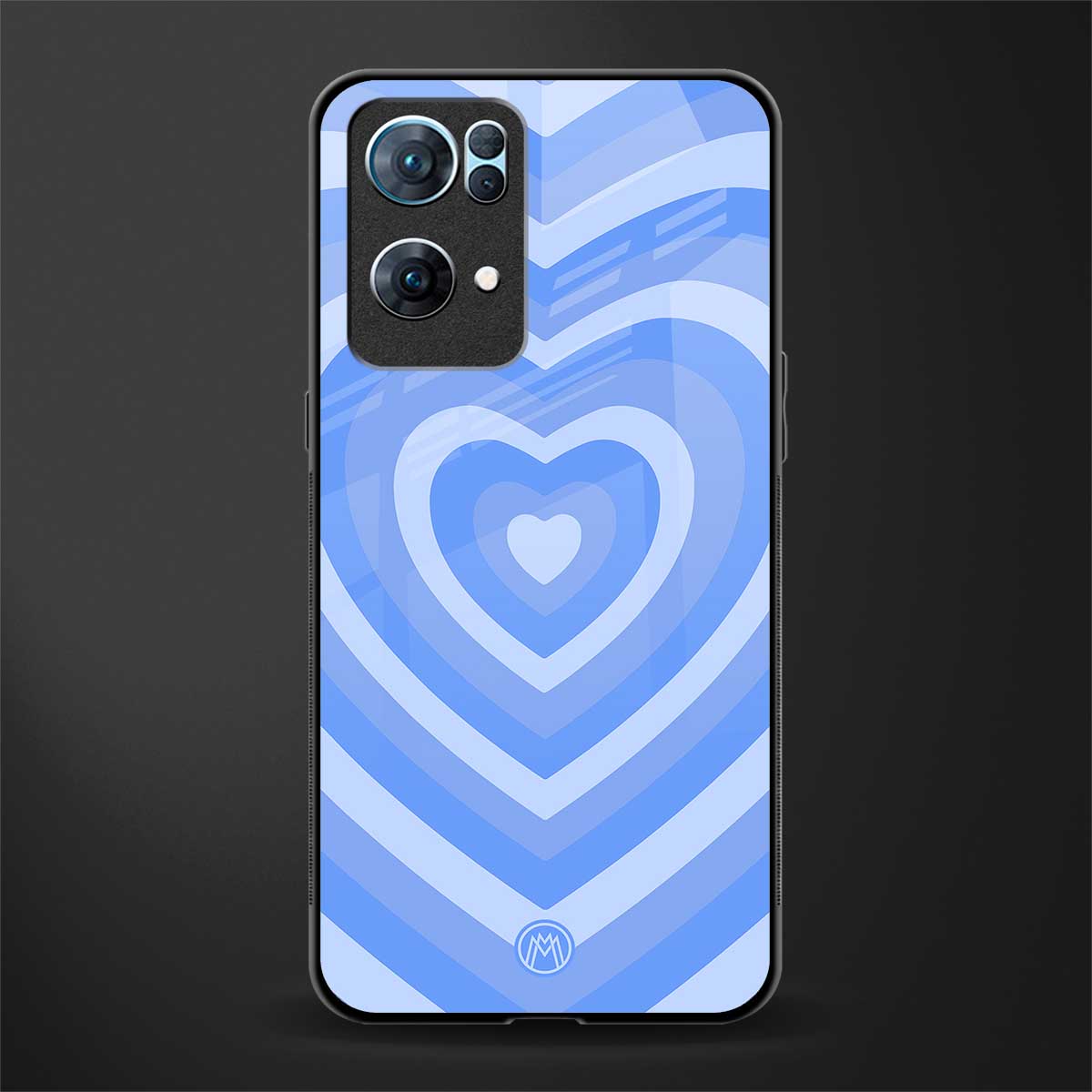 y2k blue hearts aesthetic glass case for oppo reno7 pro 5g image