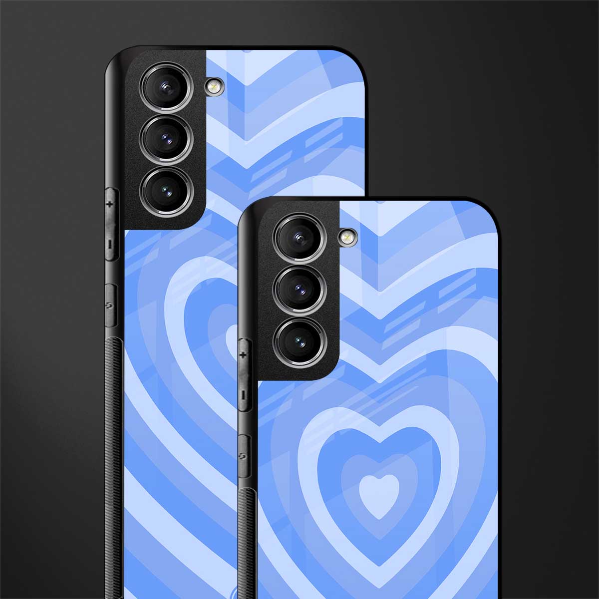 y2k blue hearts aesthetic glass case for samsung galaxy s21 plus image-2