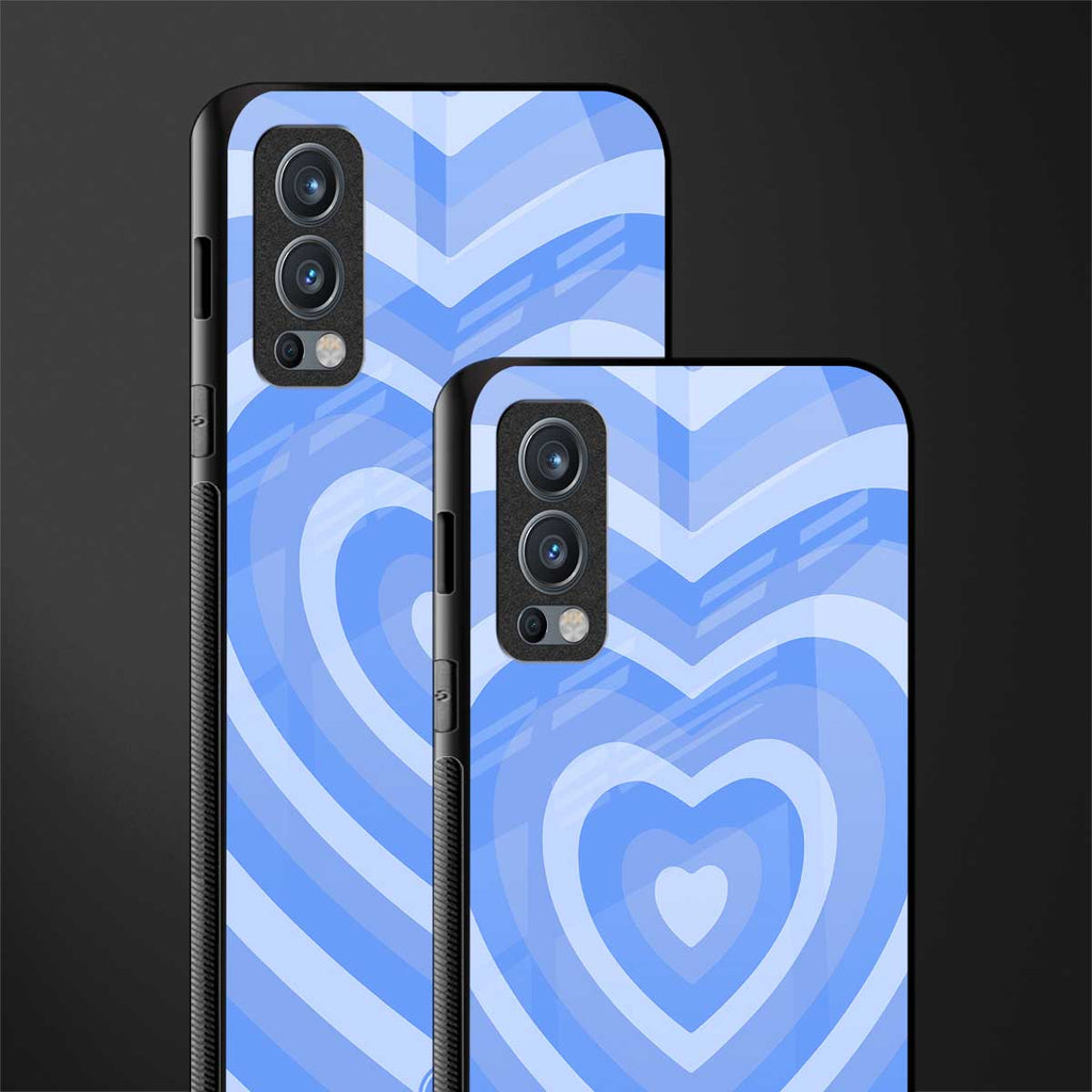 y2k blue hearts aesthetic glass case for oneplus nord 2 5g image-2