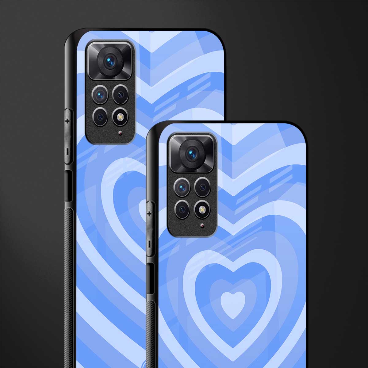 y2k blue hearts aesthetic glass case for redmi note 11 image-2