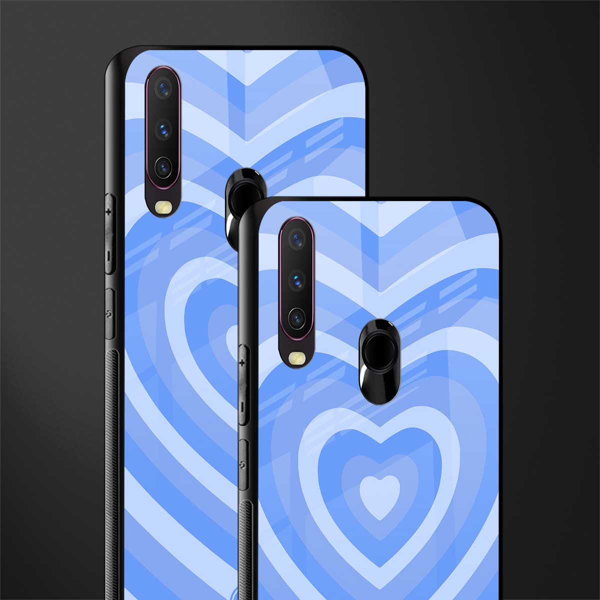 y2k blue hearts aesthetic glass case for vivo y12 image-2