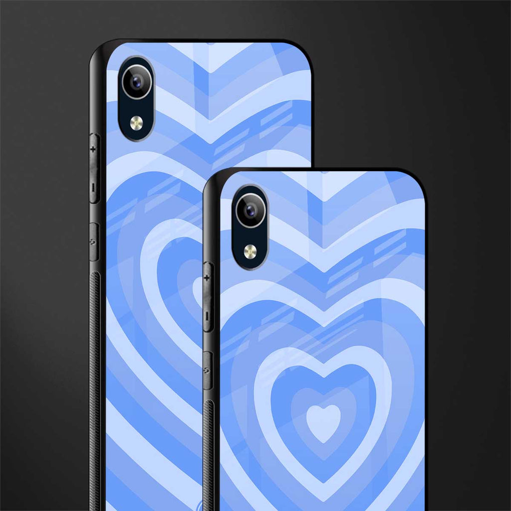 y2k blue hearts aesthetic glass case for vivo y1s without fingerprint image-2