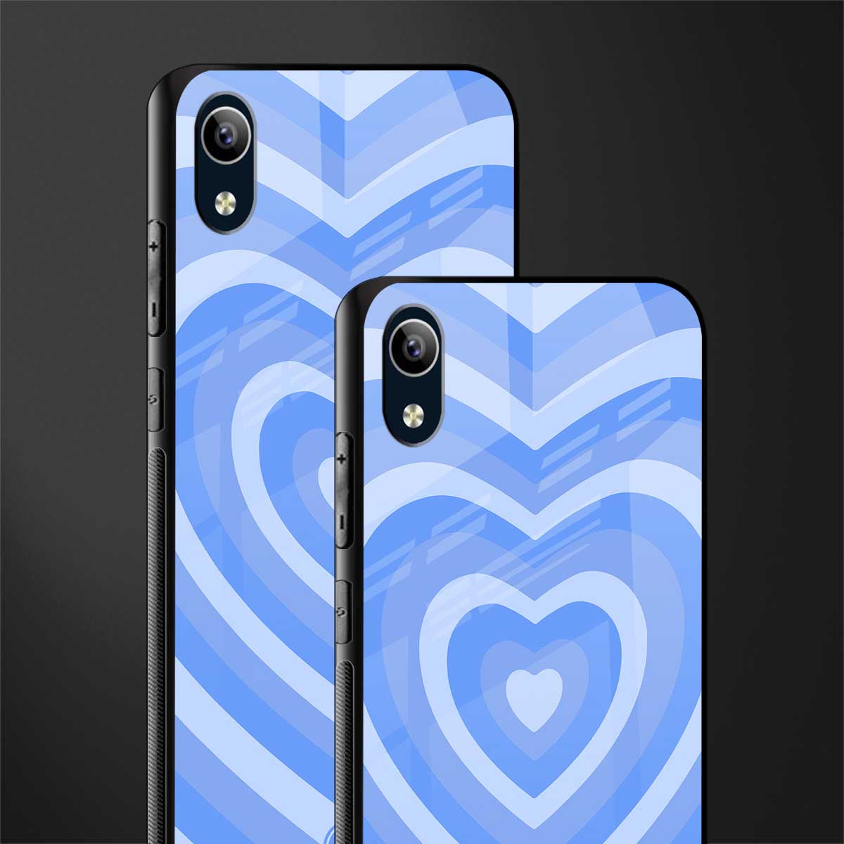 y2k blue hearts aesthetic glass case for vivo y1s without fingerprint image-2