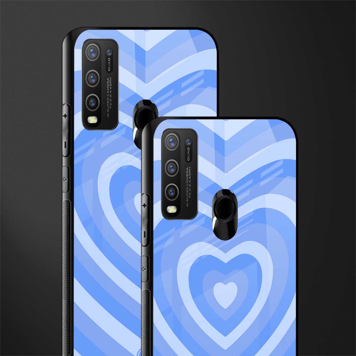 y2k blue hearts aesthetic glass case for vivo y30 image-2