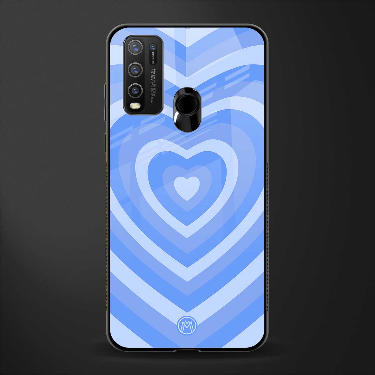 y2k blue hearts aesthetic glass case for vivo y50 image
