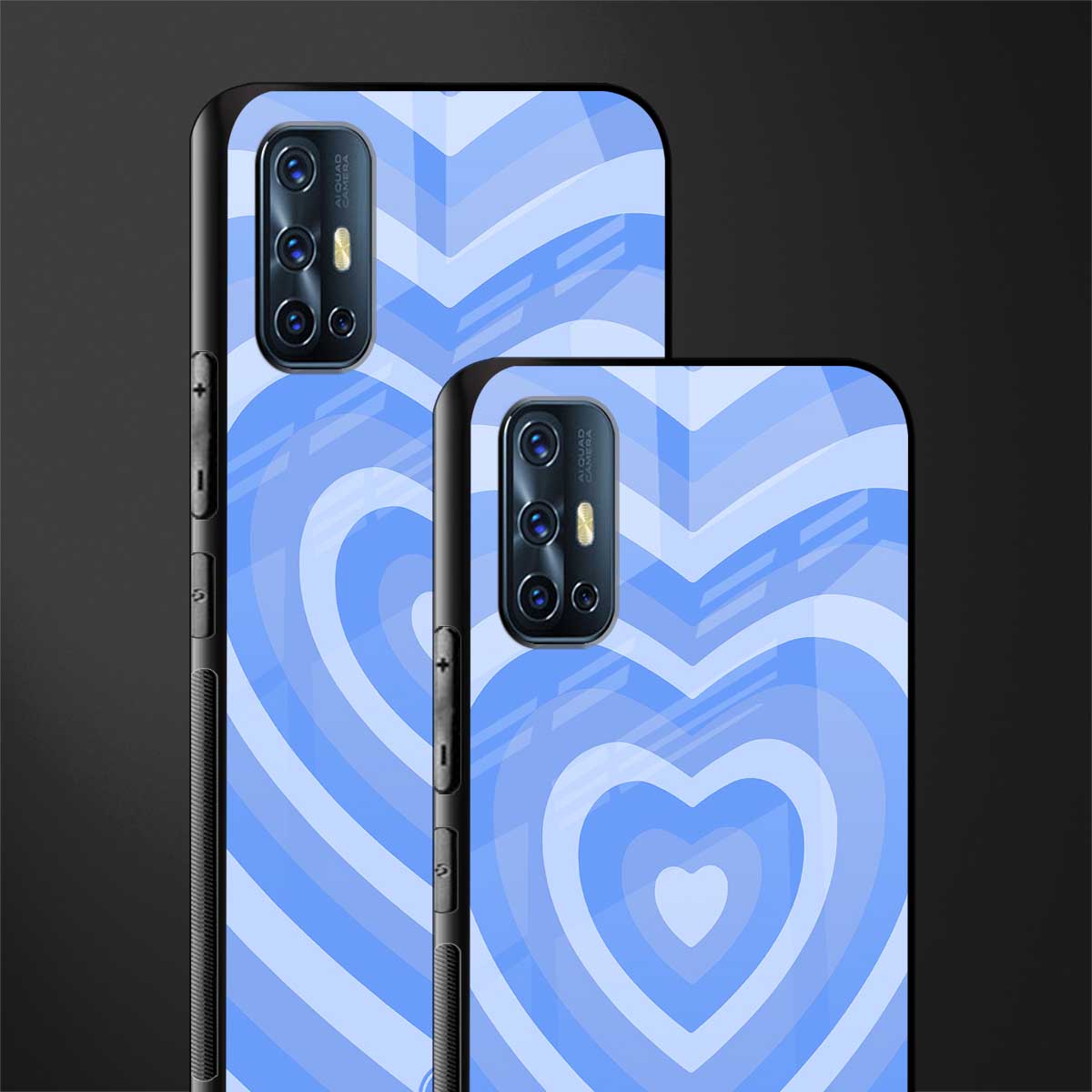 y2k blue hearts aesthetic glass case for vivo v17 image-2