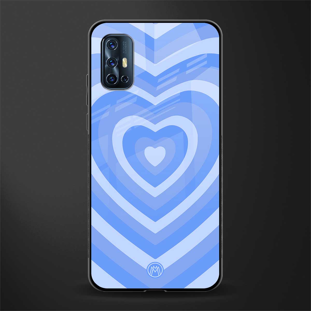 y2k blue hearts aesthetic glass case for vivo v17 image