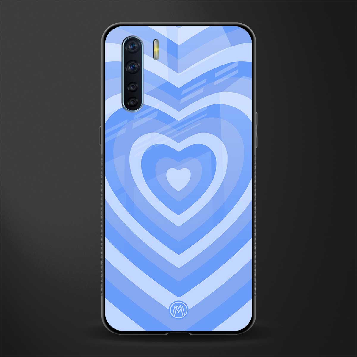 y2k blue hearts aesthetic glass case for oppo f15 image