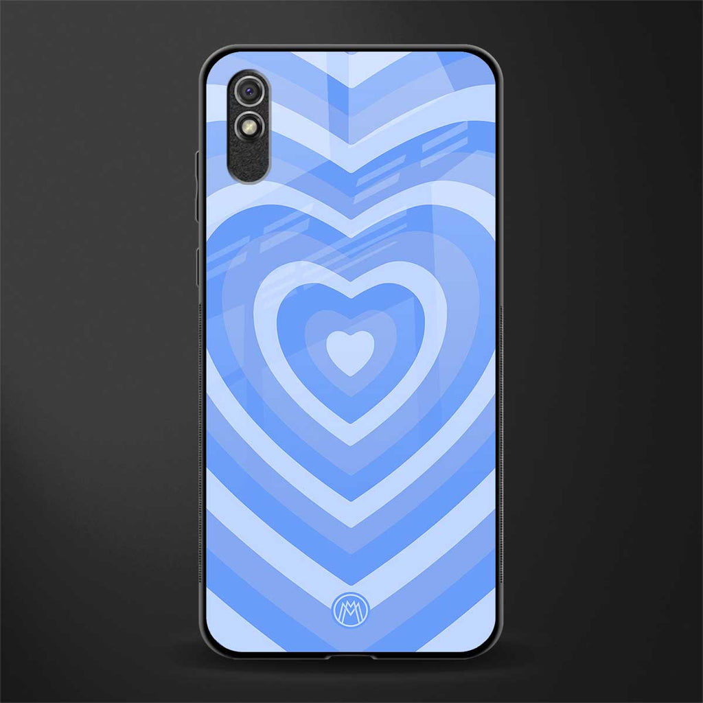 y2k blue hearts aesthetic glass case for redmi 9a image