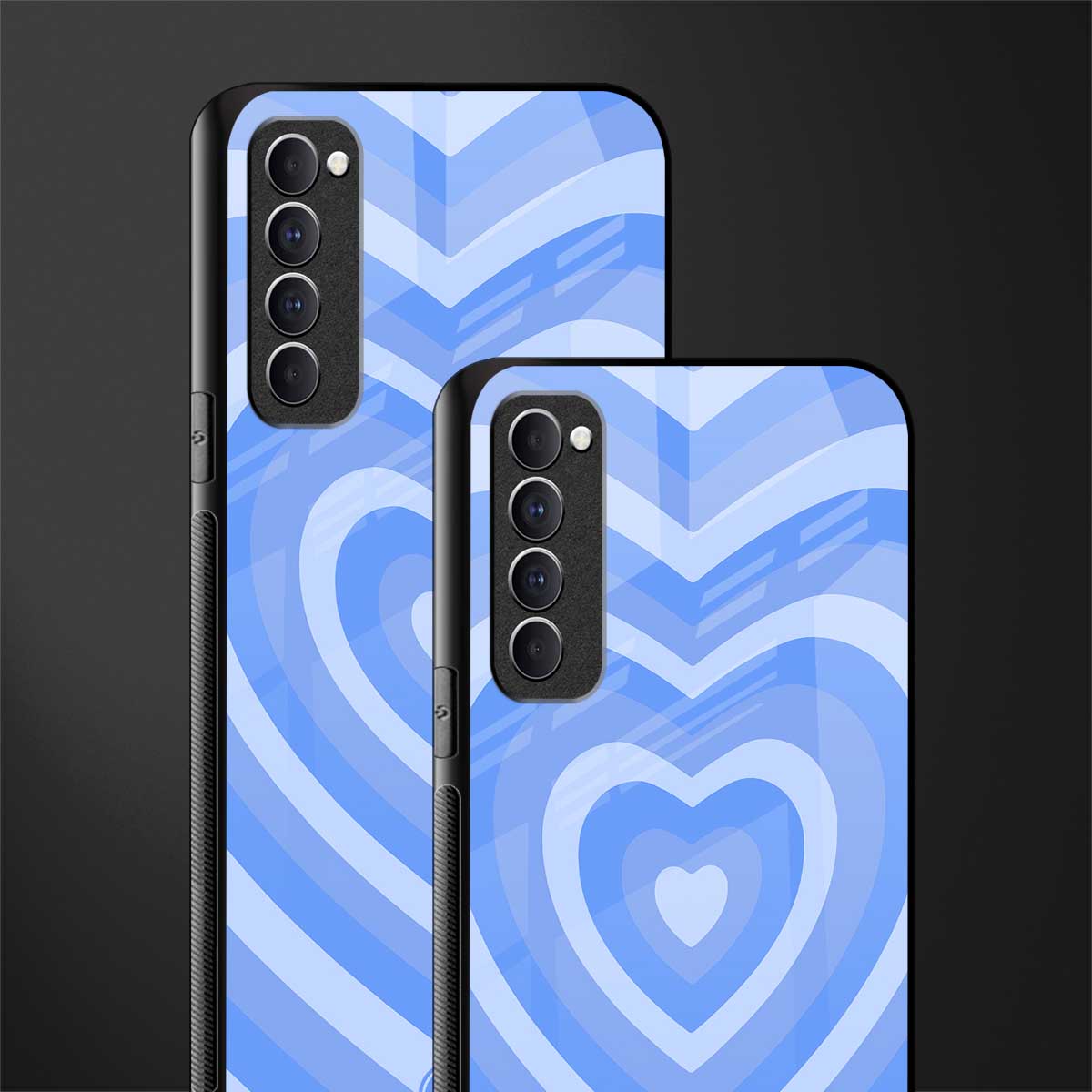 y2k blue hearts aesthetic glass case for oppo reno 4 pro image-2