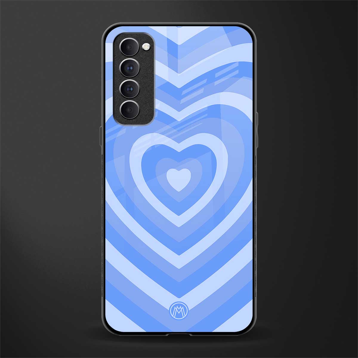 y2k blue hearts aesthetic glass case for oppo reno 4 pro image