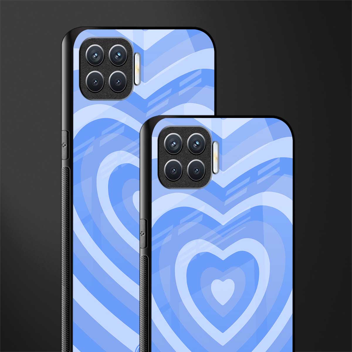 y2k blue hearts aesthetic glass case for oppo f17 pro image-2