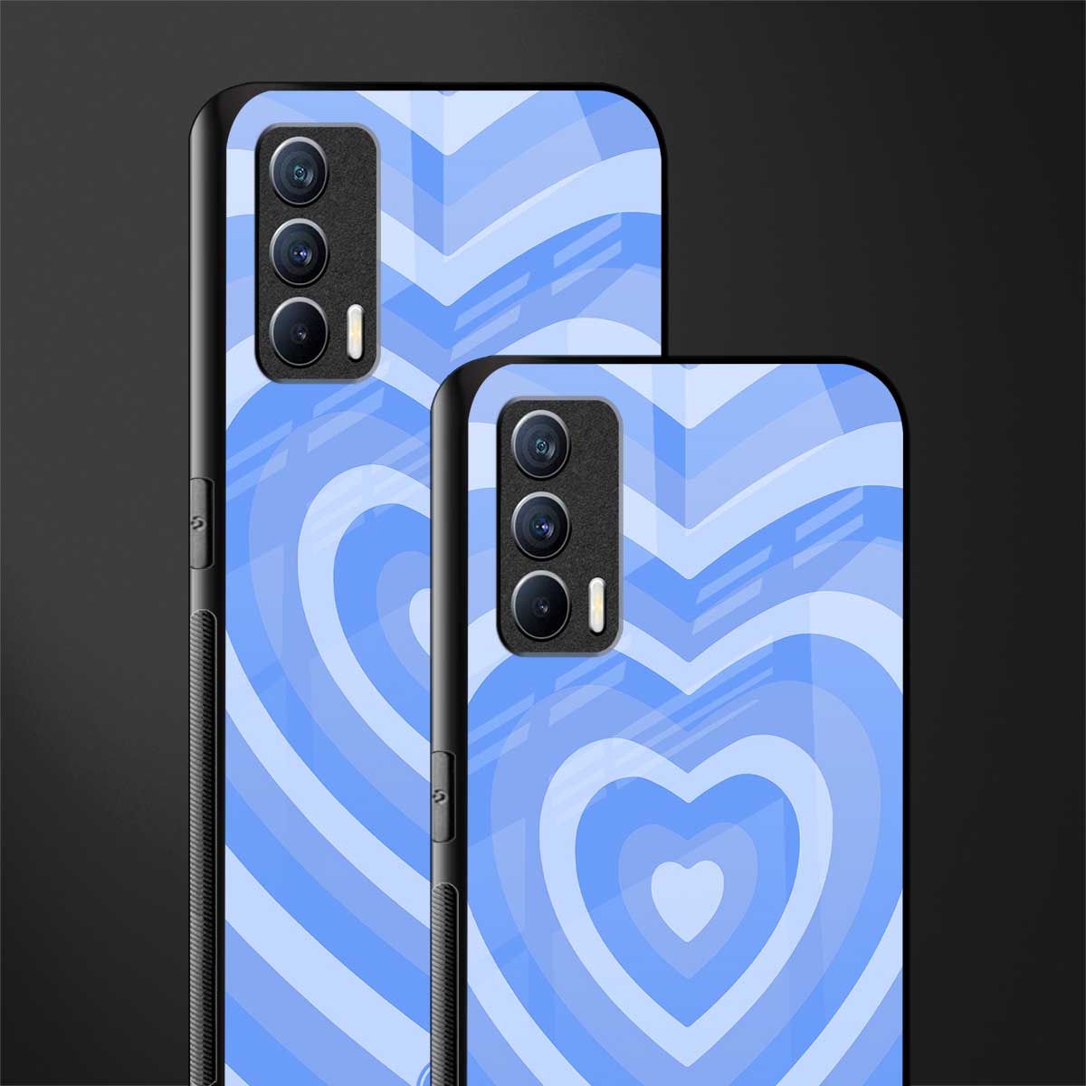y2k blue hearts aesthetic glass case for realme x7 image-2