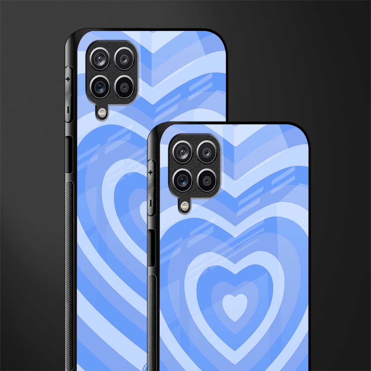 y2k blue hearts aesthetic glass case for samsung galaxy f12 image-2