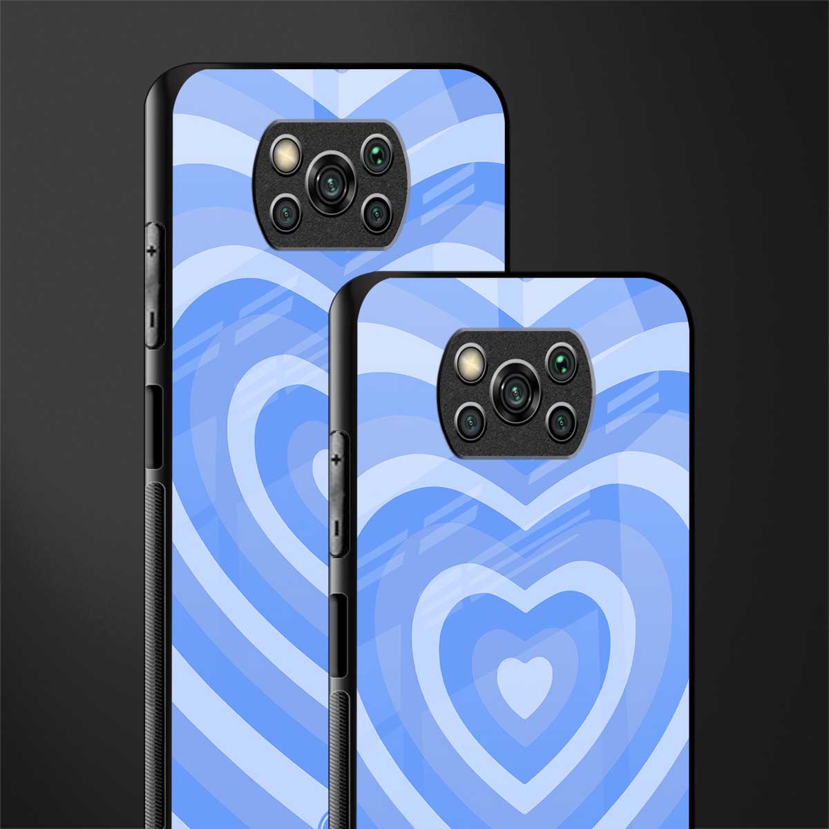 y2k blue hearts aesthetic glass case for poco x3 pro image-2