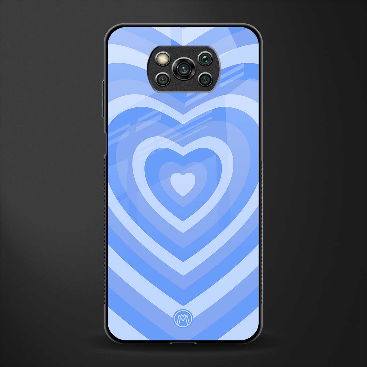 y2k blue hearts aesthetic glass case for poco x3 image