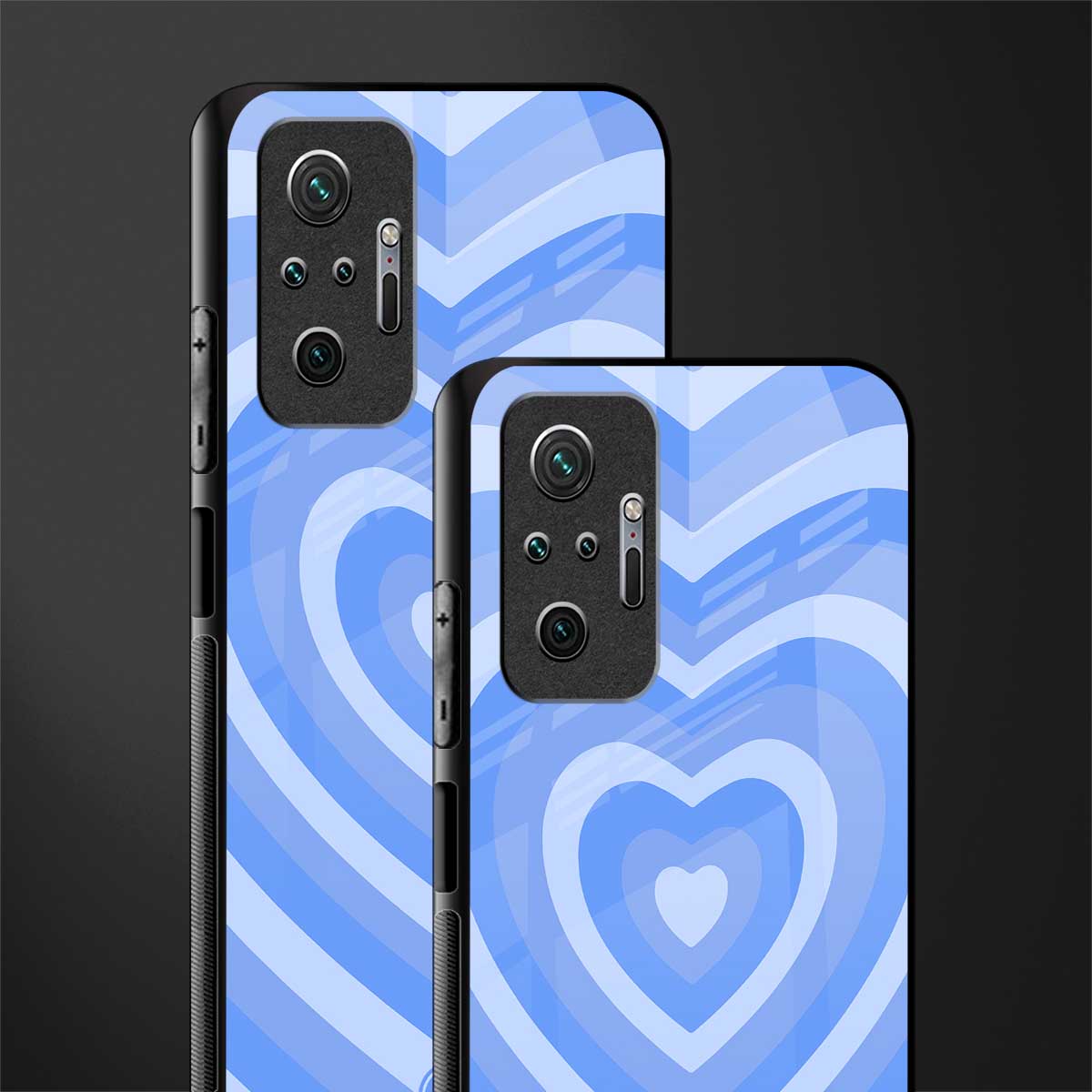 y2k blue hearts aesthetic glass case for redmi note 10 pro image-2