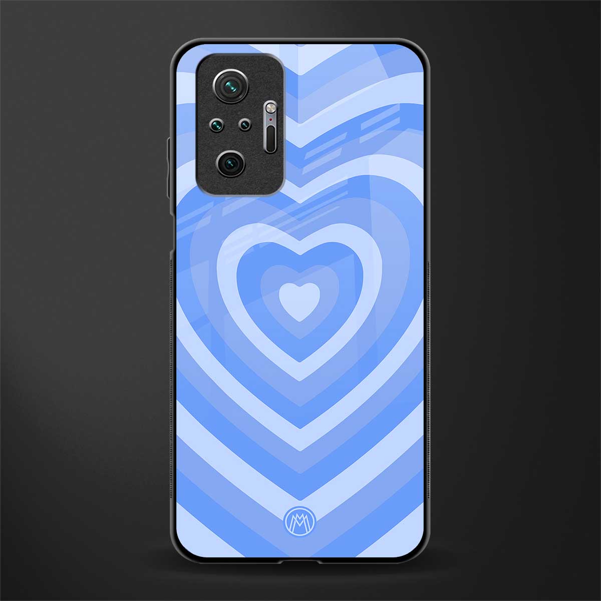 y2k blue hearts aesthetic glass case for redmi note 10 pro image