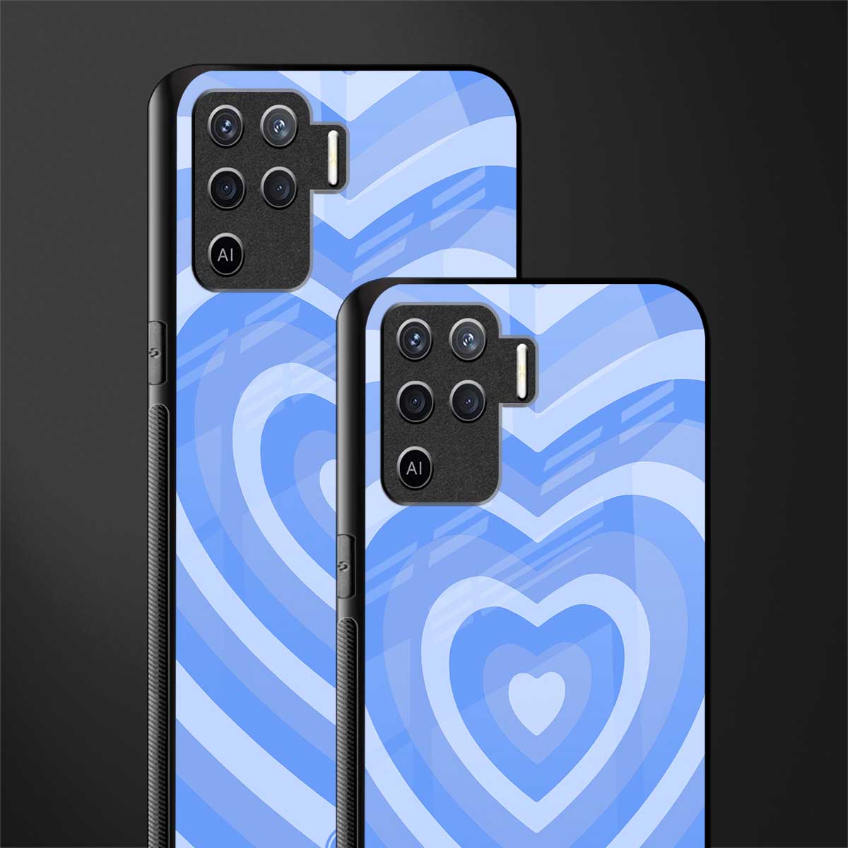y2k blue hearts aesthetic glass case for oppo f19 pro image-2