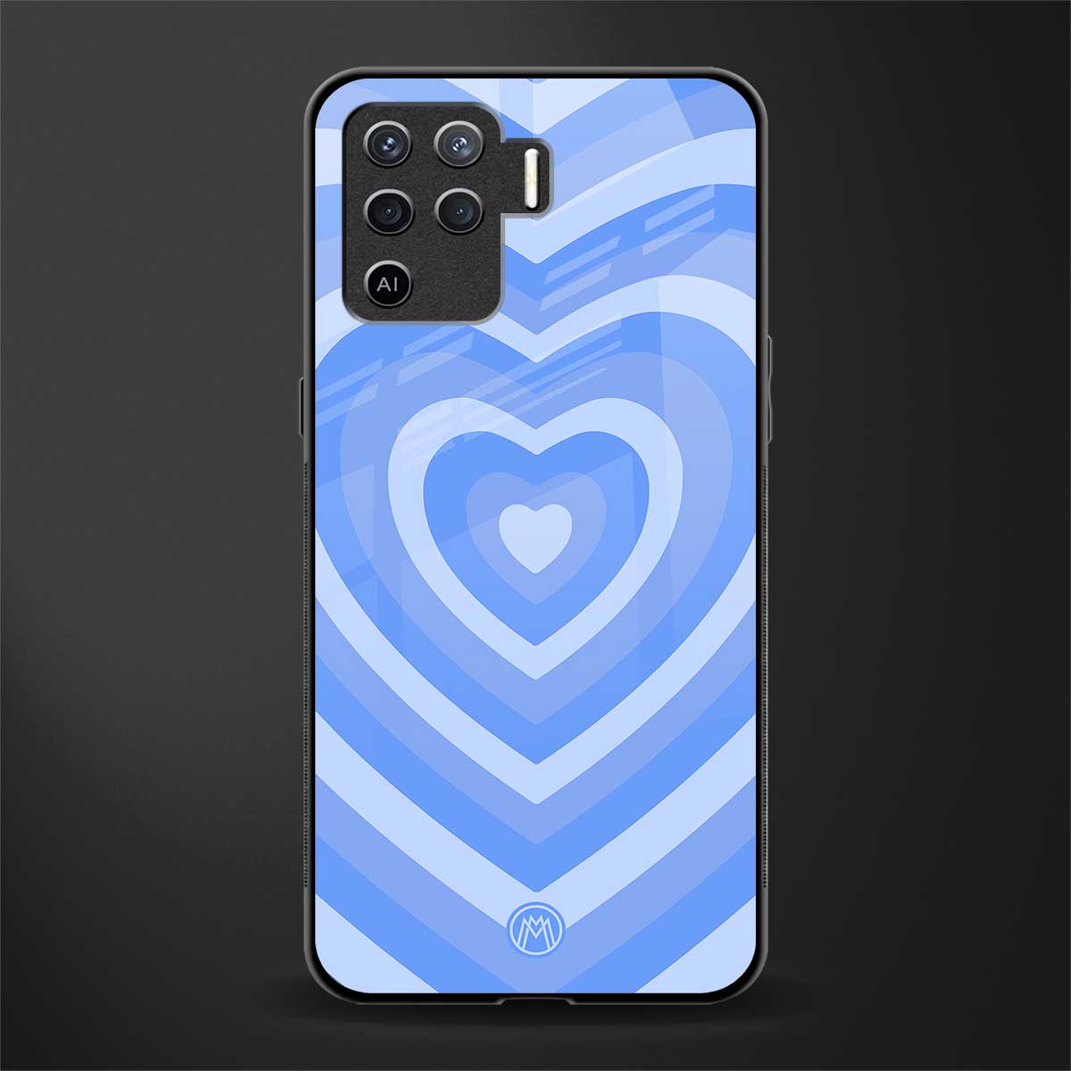y2k blue hearts aesthetic glass case for oppo f19 pro image