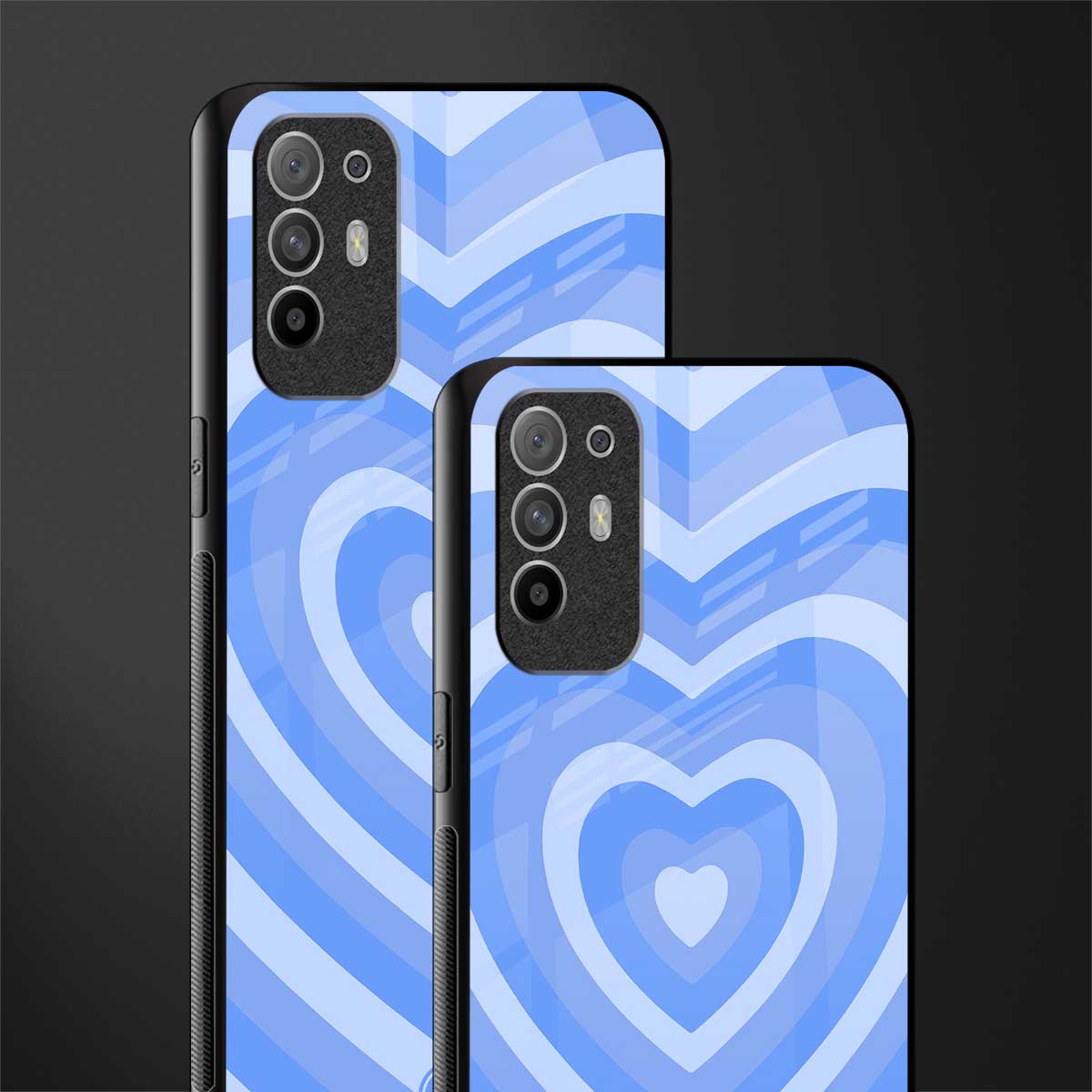 y2k blue hearts aesthetic glass case for oppo f19 pro plus image-2