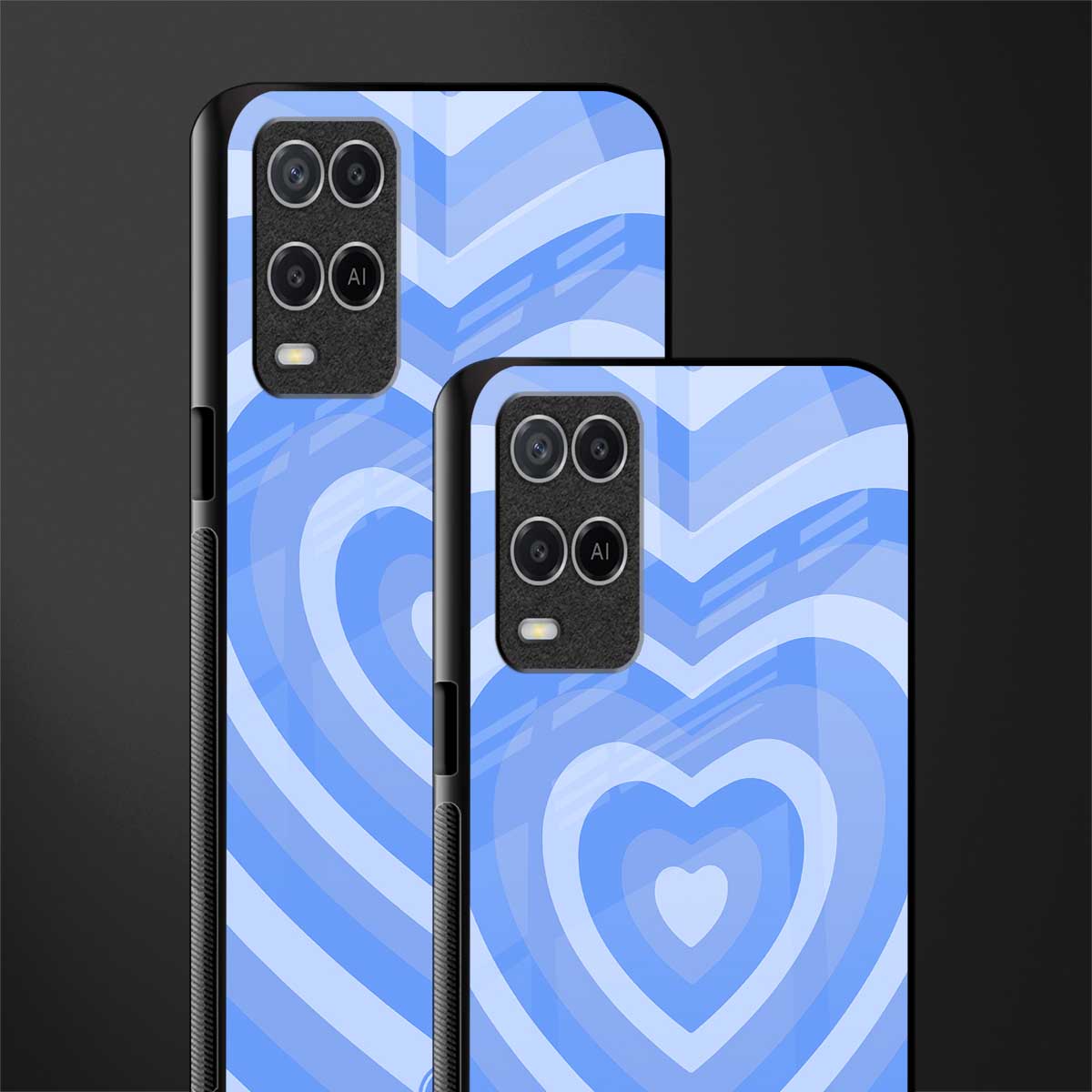 y2k blue hearts aesthetic glass case for oppo a54 image-2