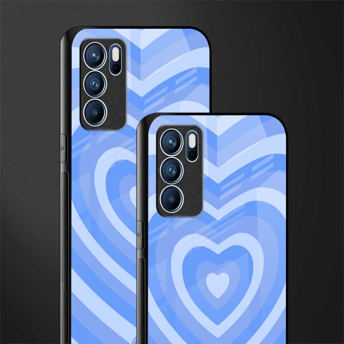 y2k blue hearts aesthetic glass case for oppo reno6 5g image-2