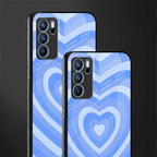 y2k blue hearts aesthetic glass case for oppo reno6 pro 5g image-2