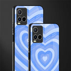 y2k blue hearts aesthetic glass case for vivo y21s image-2