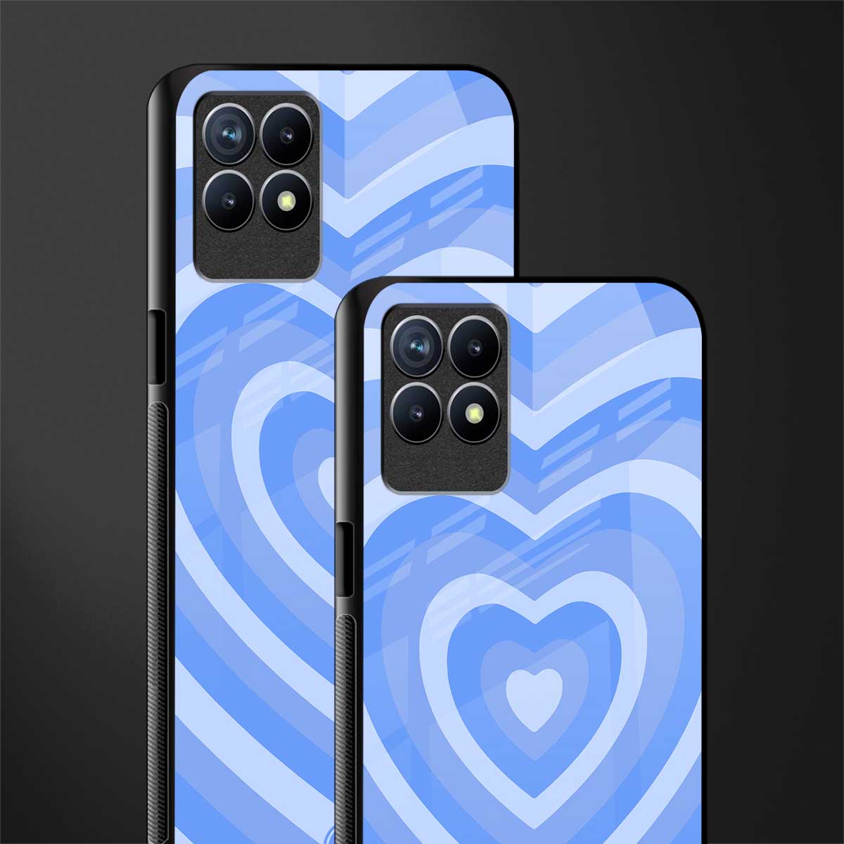 y2k blue hearts aesthetic glass case for realme 8i image-2