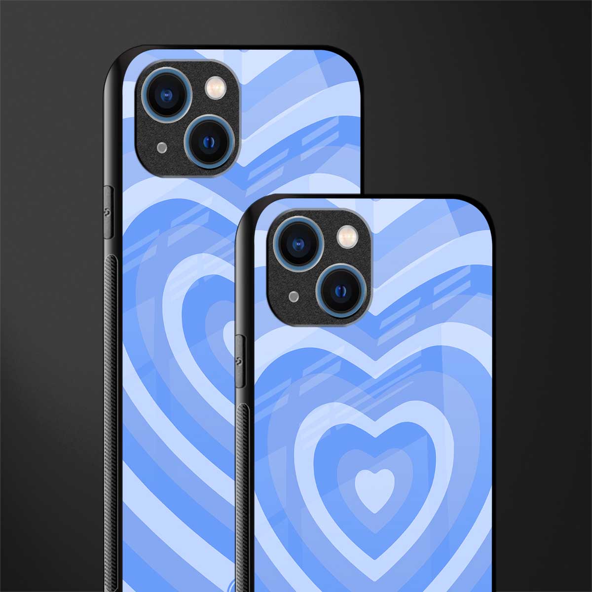 y2k blue hearts aesthetic glass case for iphone 13 image-2