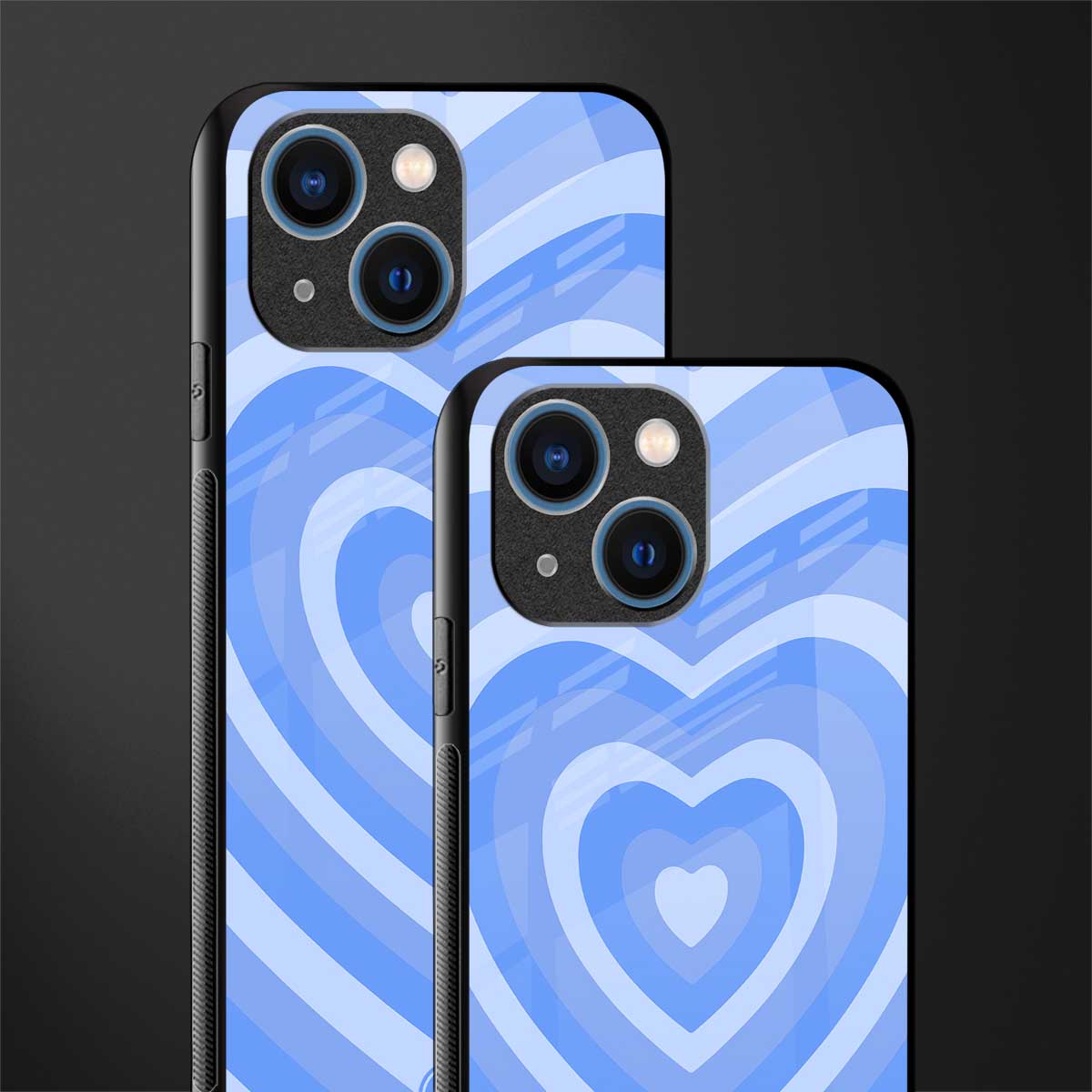 y2k blue hearts aesthetic glass case for iphone 13 mini image-2