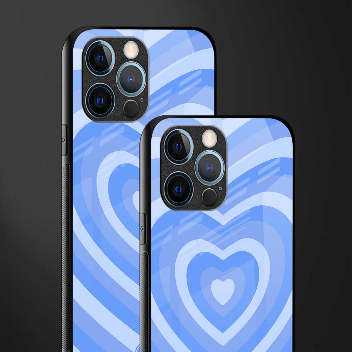 y2k blue hearts aesthetic glass case for iphone 14 pro image-2